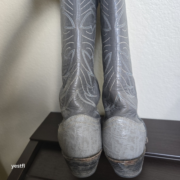 Dan Post Grey Leather Cowboy Boots size 6 - Picture 3 of 6